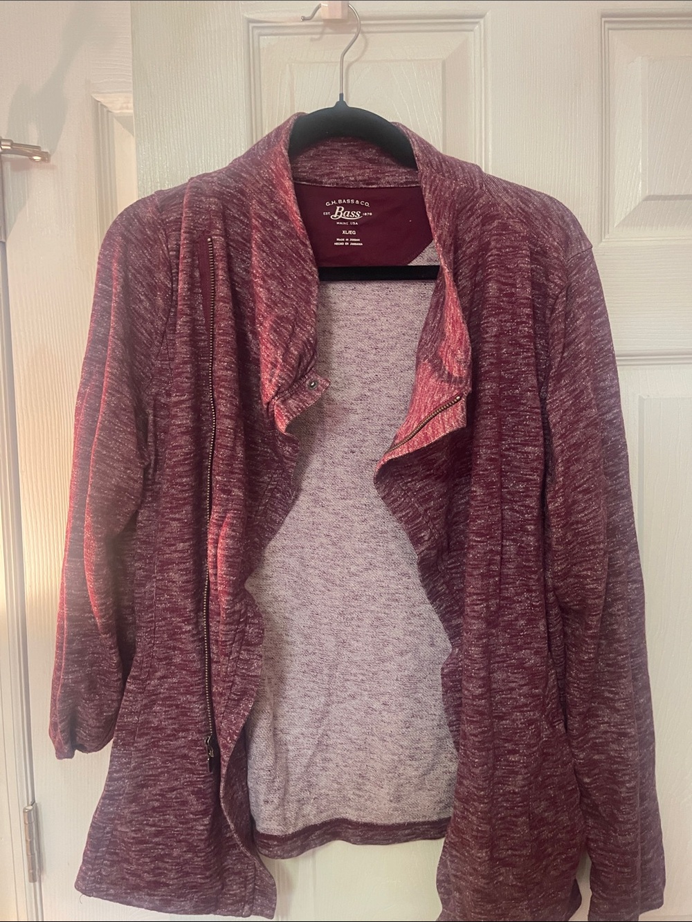 Bass Marled Open-Front Cardigan Sweater - Maroon